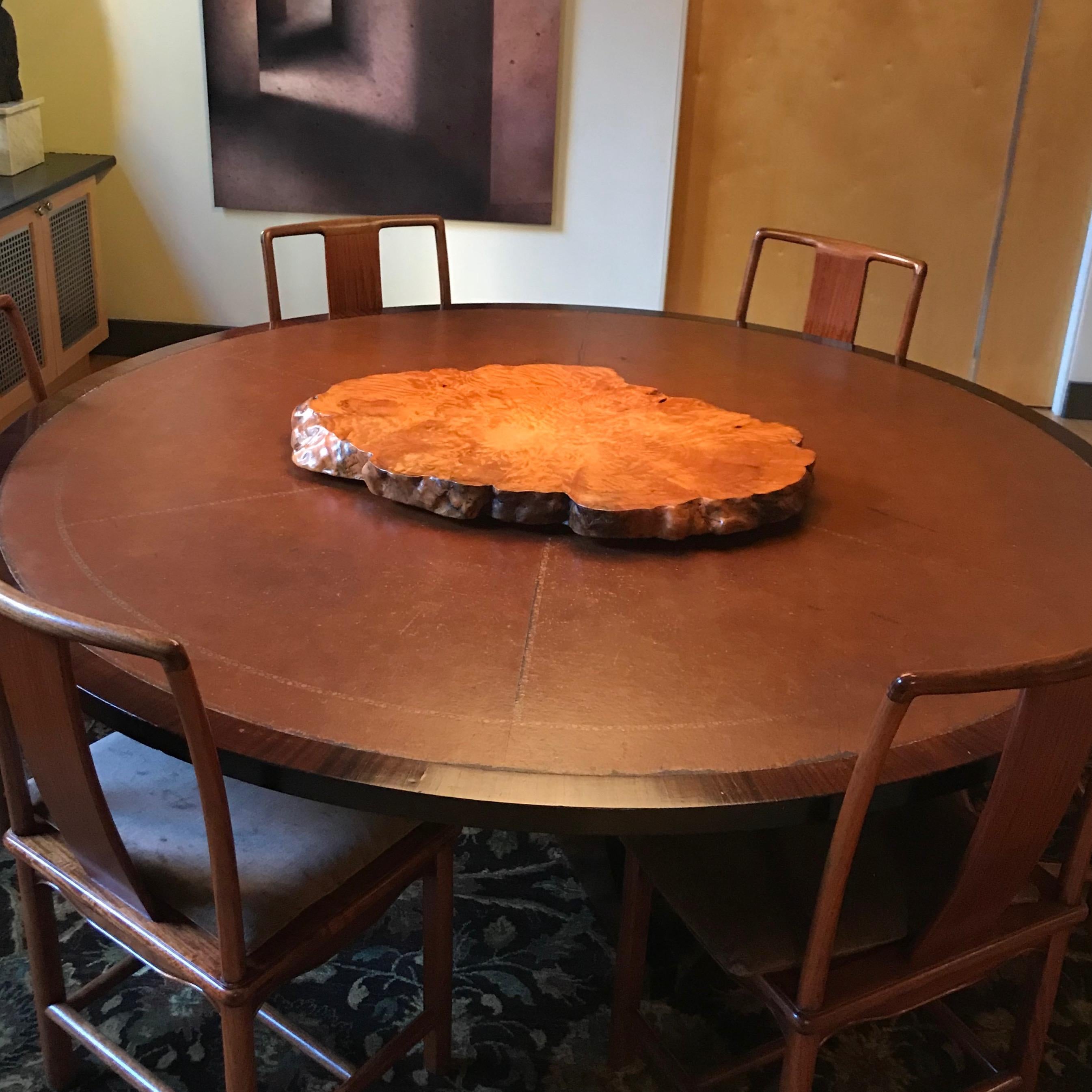 Antique Japanese Burl Wood Display Stand Used as a Lazy Susan For Sale 3