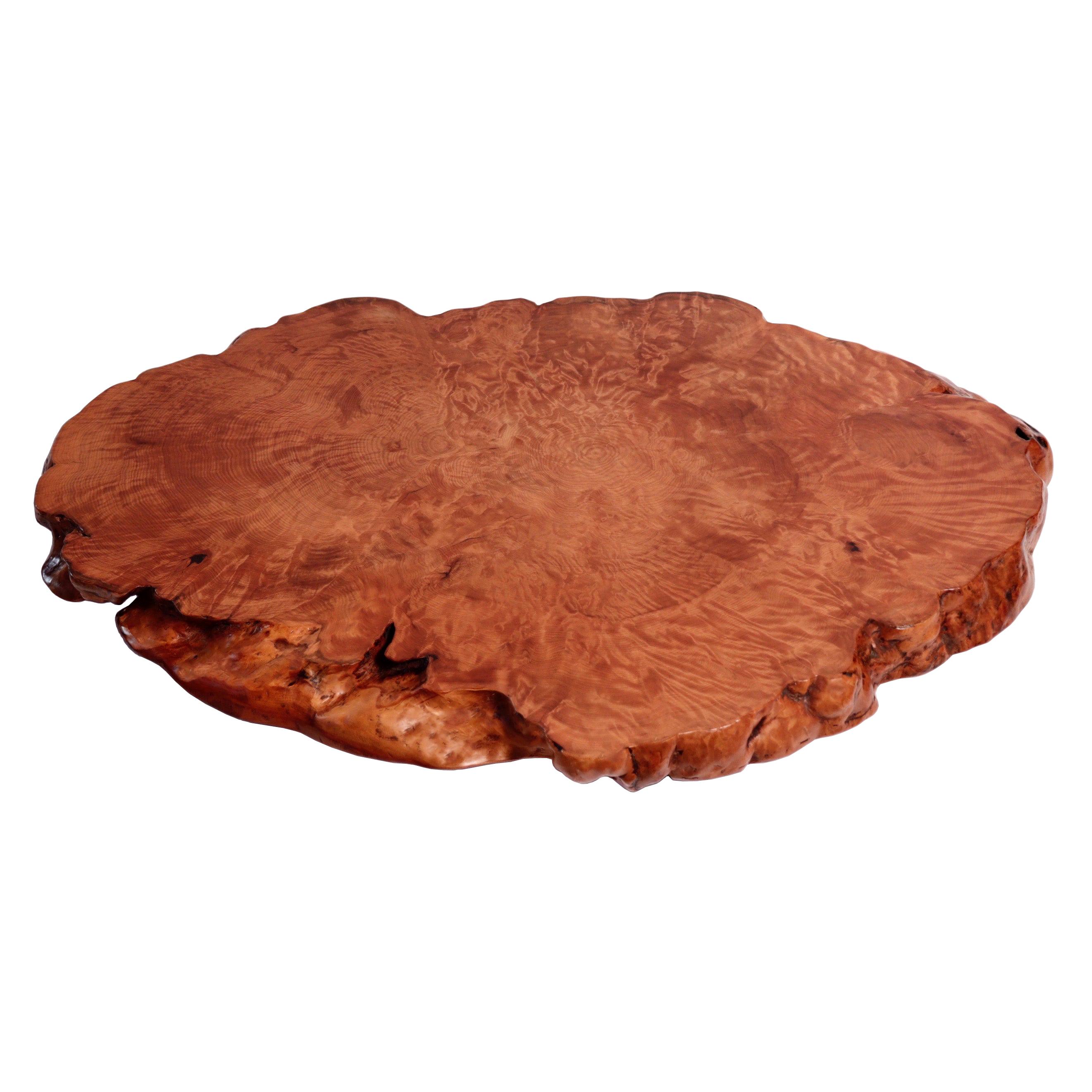 Antique Japanese Burl Wood Display Stand Used as a Lazy Susan For Sale