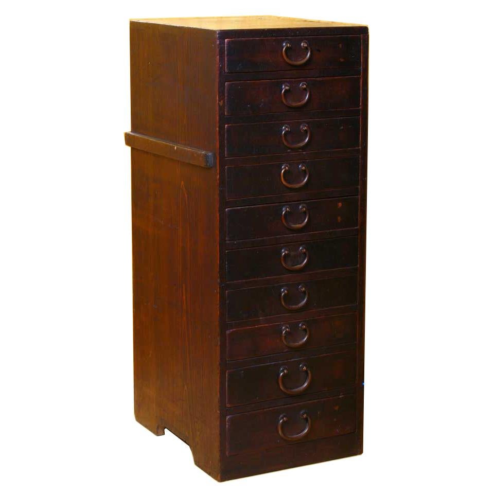 Meiji Antique Japanese Carpenter's Tansu Chest of Drawers For Sale