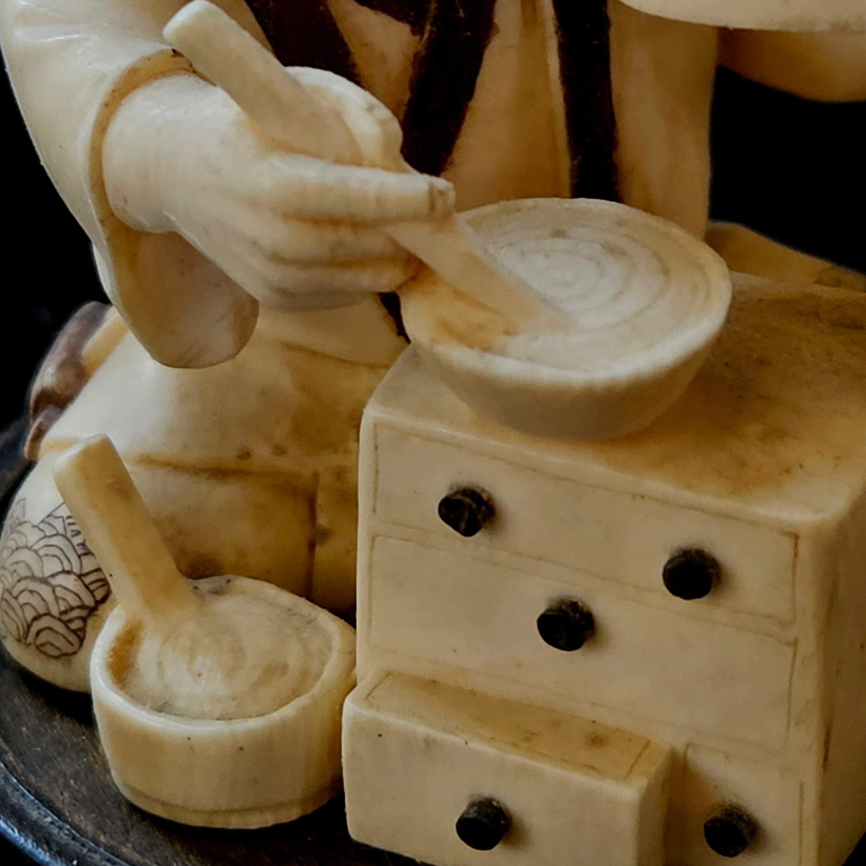 Ivory Antique Japanese Carved Okimono Polychrome Decorated Group by Gyokko Meiji For Sale