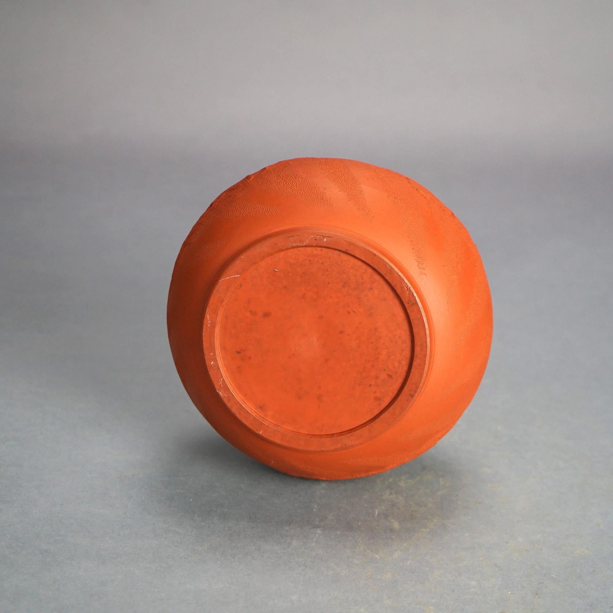 Antique Japanese Carved Relief Terra Cotta Vase C1930 For Sale 3