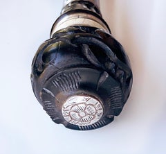 Antique Japanese Carved, Silver, Bone Dagger Walking Stick