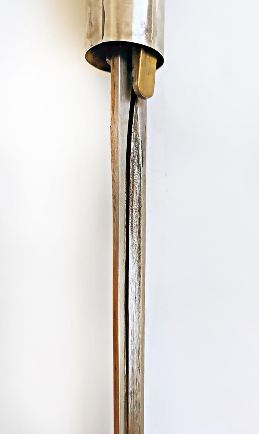 Hand-Carved Antique Japanese Carved, Silver, Bone Dagger Walking Stick For Sale