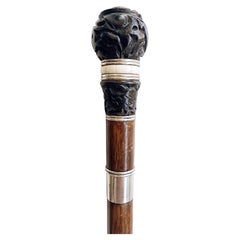 Vintage Japanese Carved, Silver, Bone Dagger Walking Stick