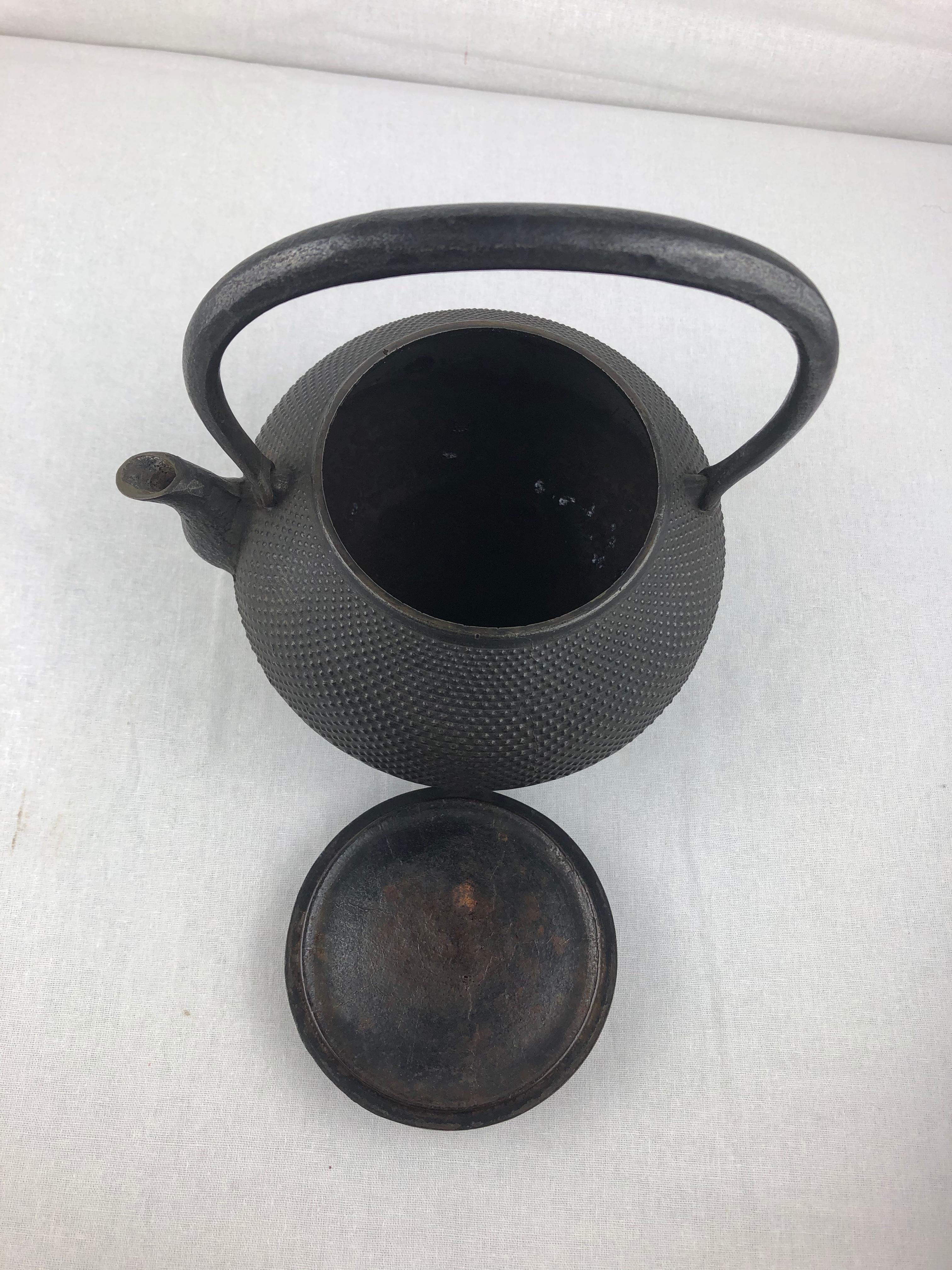 Antique Japanese Cast Iron Tea Pot or Tetsubin In Good Condition In Miami, FL