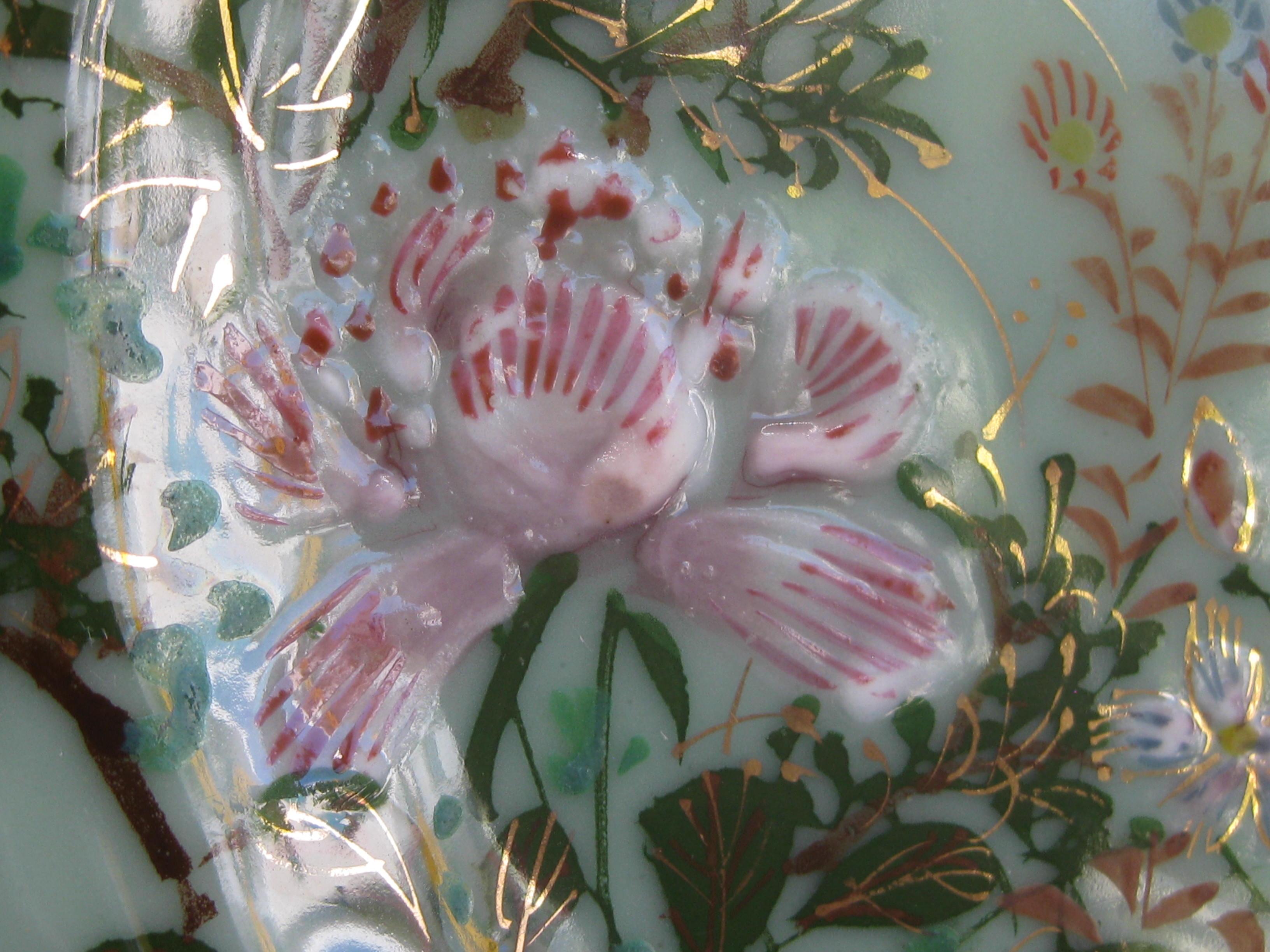 Antique Japanese Celadon Imari Nabeshima Enamel Porcelain Plate Meiji Era Signed 1