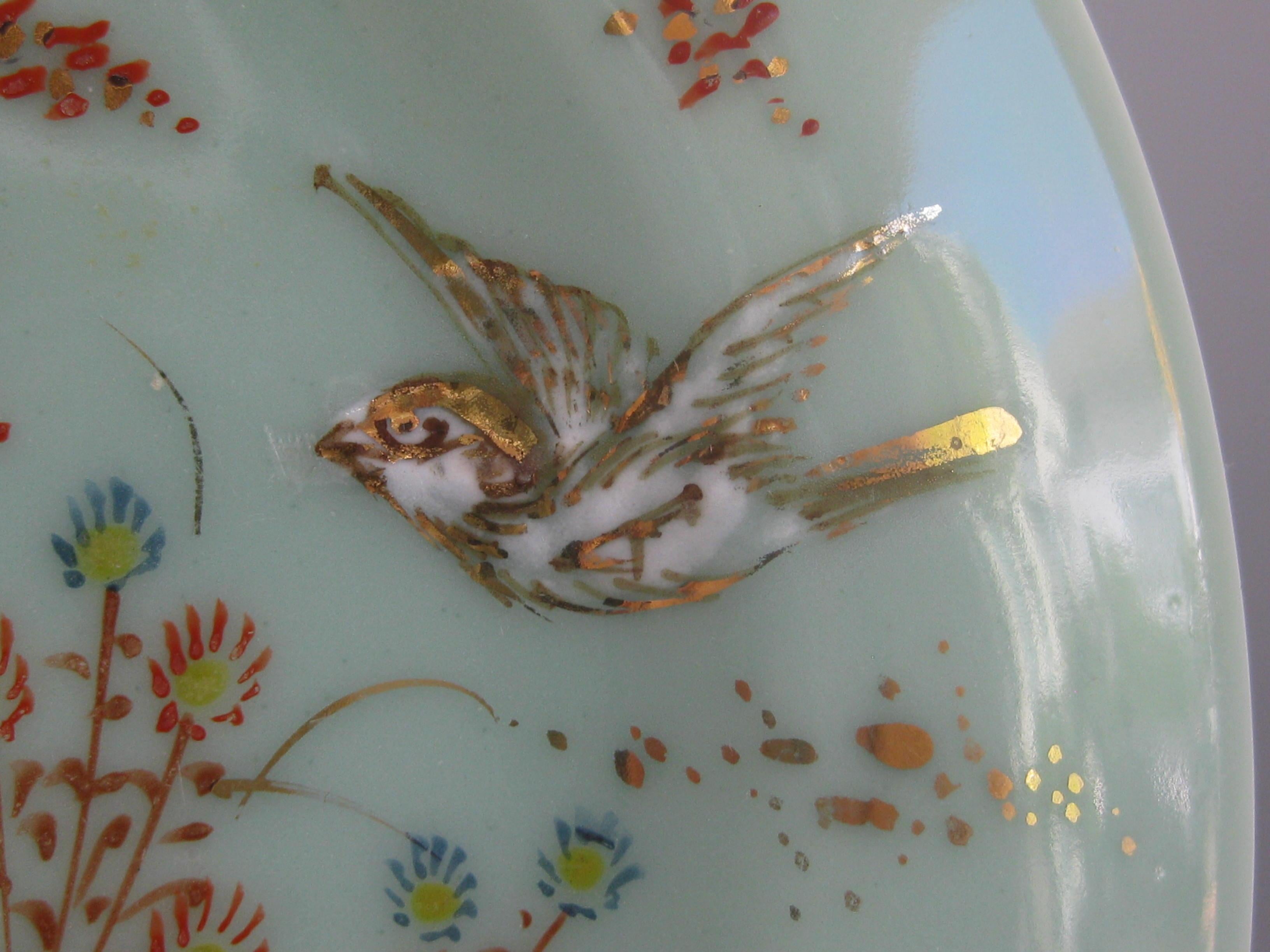 Antique Japanese Celadon Imari Nabeshima Enamel Porcelain Plate Meiji Era Signed 2