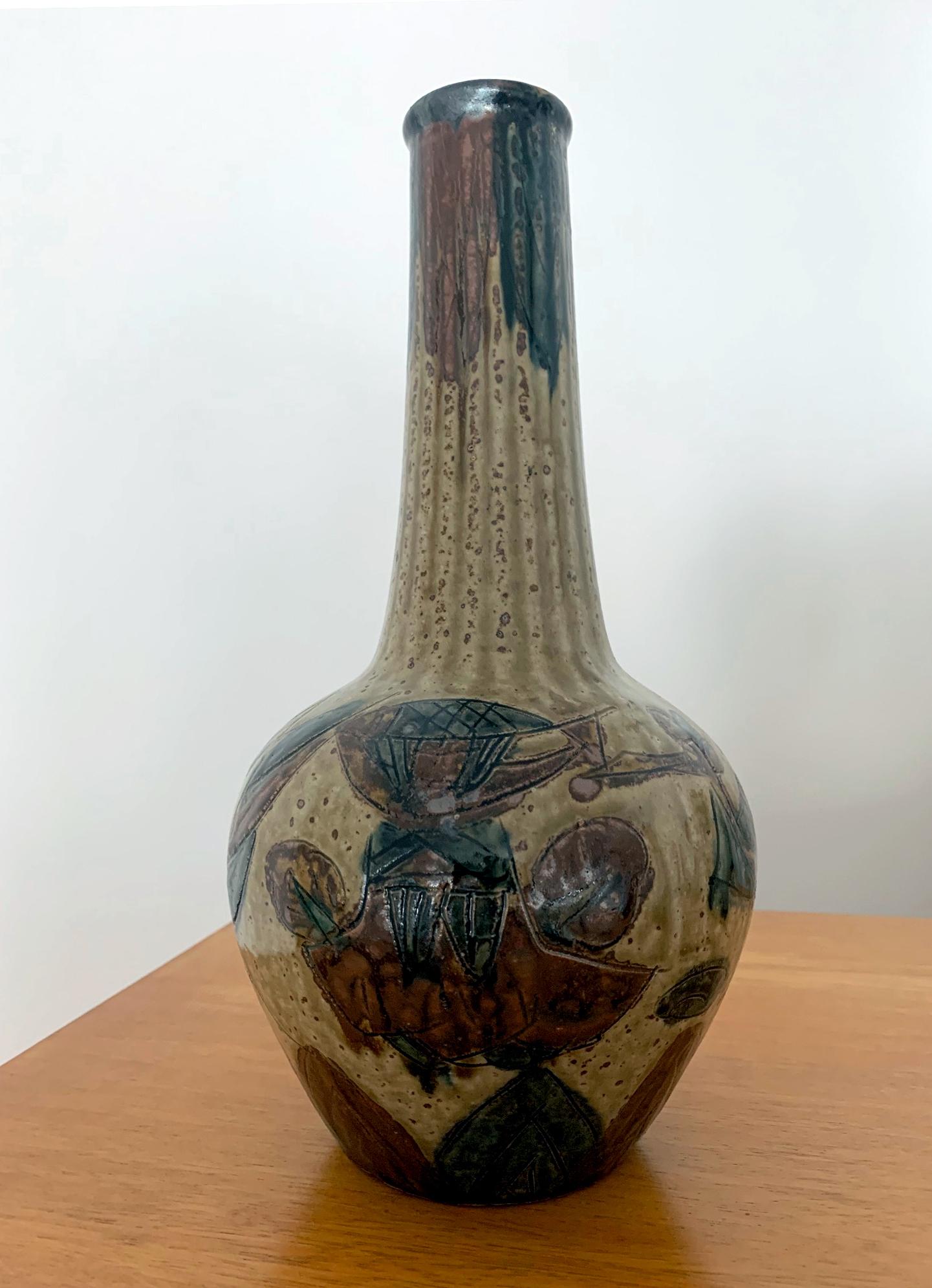 Antique Japanese Ceramic Mingei Vase In Good Condition In Atlanta, GA