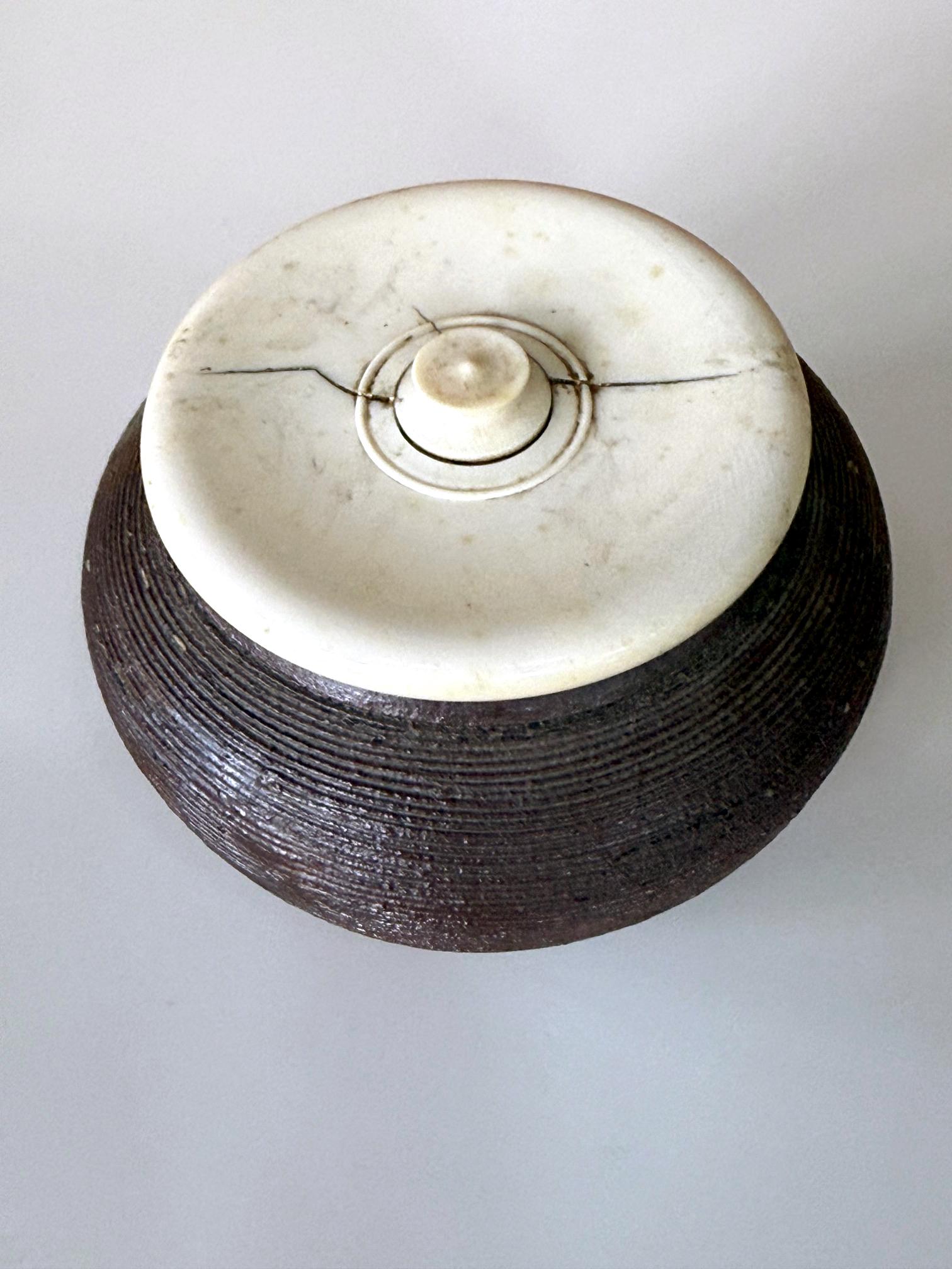 Antique Japanese Ceramic Tanba Chaire with Lid For Sale 1