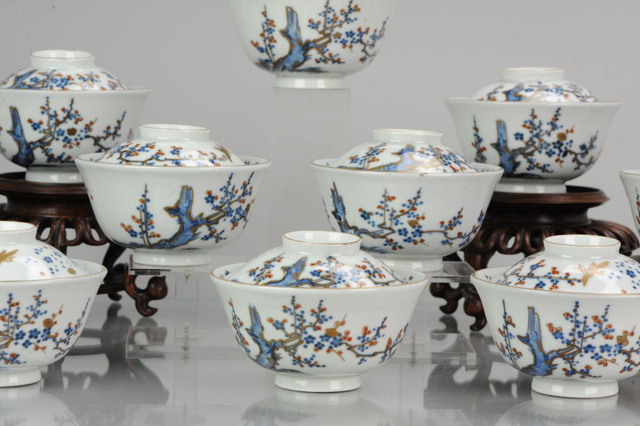  Antique Japanese CHaiwan Meiji/Taisho Period Set Of Tea Bowls Porcelain For Sale 6