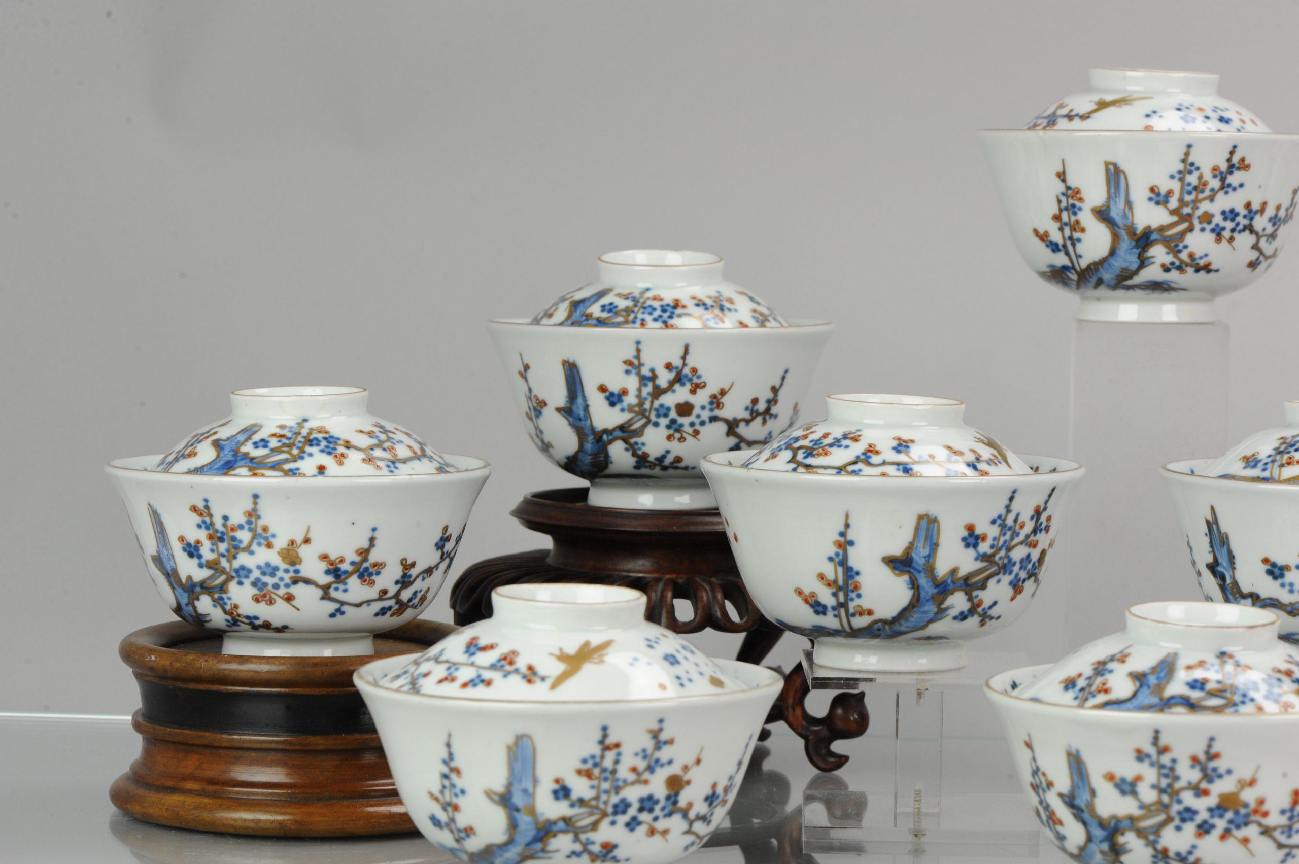  Antique Japanese CHaiwan Meiji/Taisho Period Set Of Tea Bowls Porcelain For Sale 7