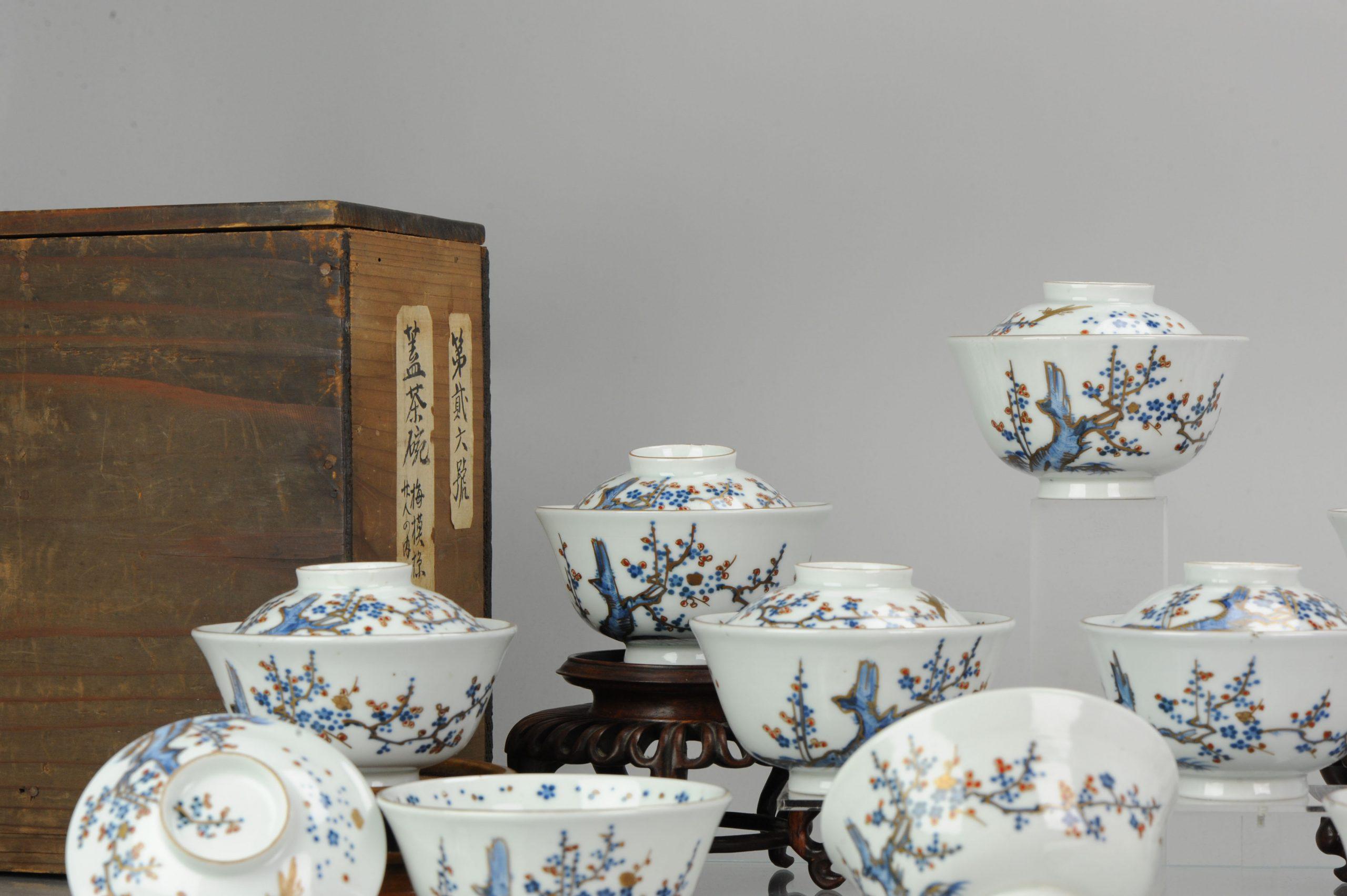 Antique Japanese Chaiwan Meiji/Taisho Period Set of Tea Bowls Porcelain For Sale 10
