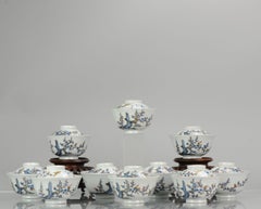 Antique Japanese CHaiwan Meiji/Taisho Period Set Of Tea Bowls Porcelain