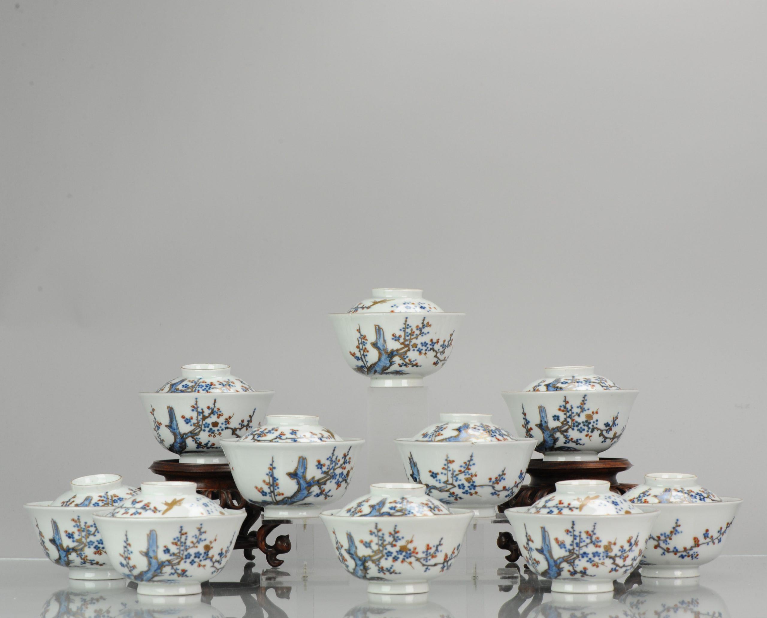 19th Century Antique Japanese Chaiwan Meiji/Taisho Period Set of Tea Bowls Porcelain For Sale