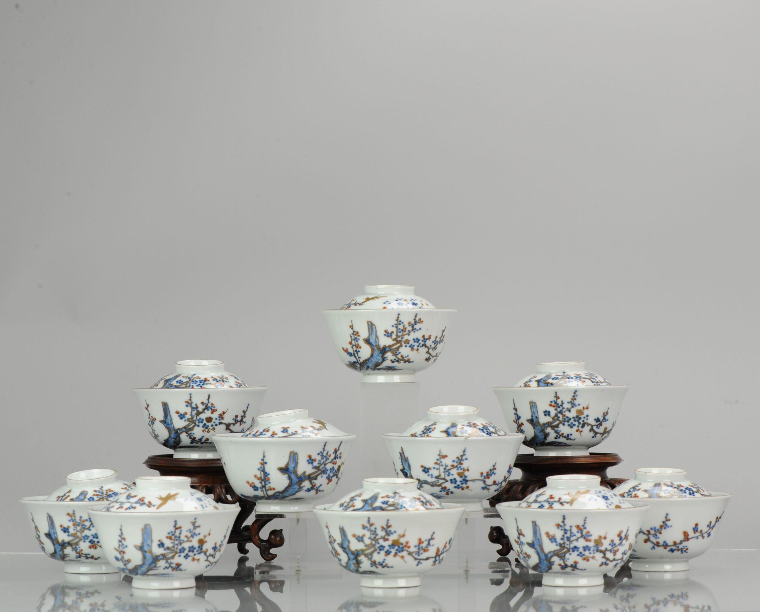 19th Century  Antique Japanese CHaiwan Meiji/Taisho Period Set Of Tea Bowls Porcelain For Sale