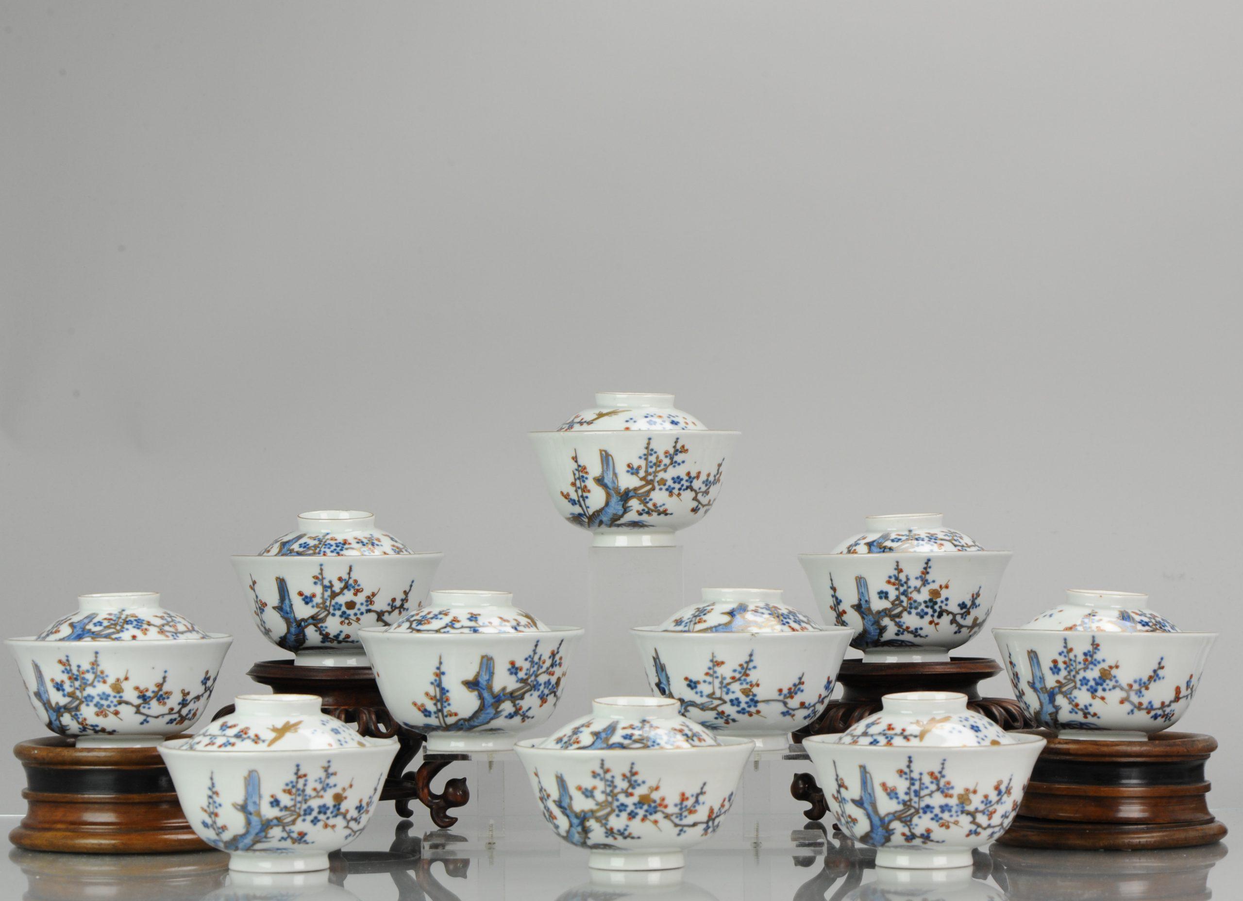 Antique Japanese Chaiwan Meiji/Taisho Period Set of Tea Bowls Porcelain For Sale 1