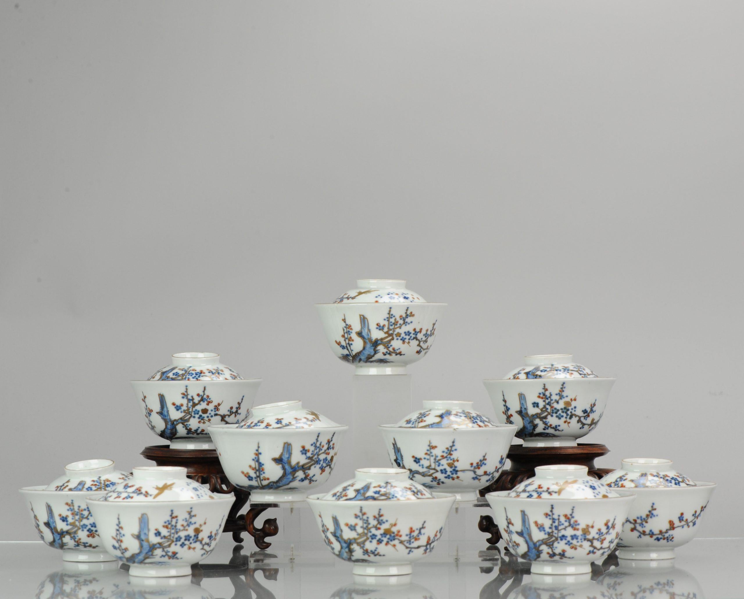  Antique Japanese CHaiwan Meiji/Taisho Period Set Of Tea Bowls Porcelain For Sale 1