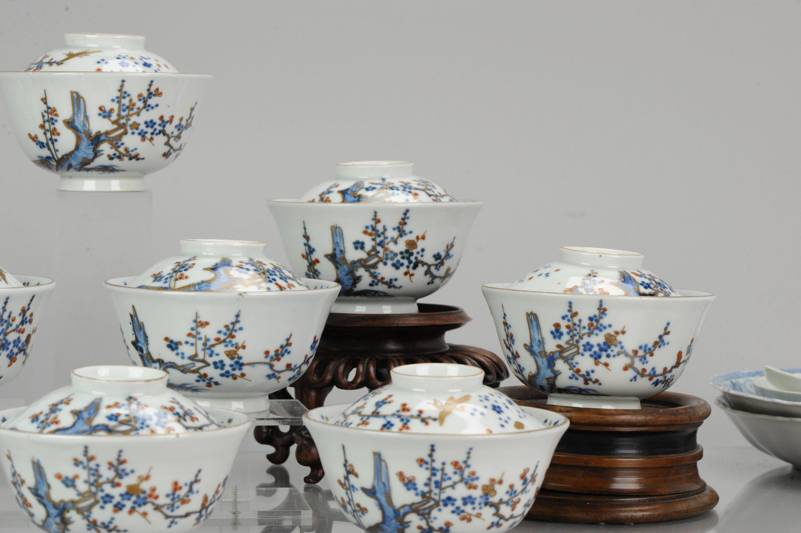 Ensemble de bols à thé japonais anciens en porcelaine de la période Meiji/Taisho de Chaiwan en vente 3
