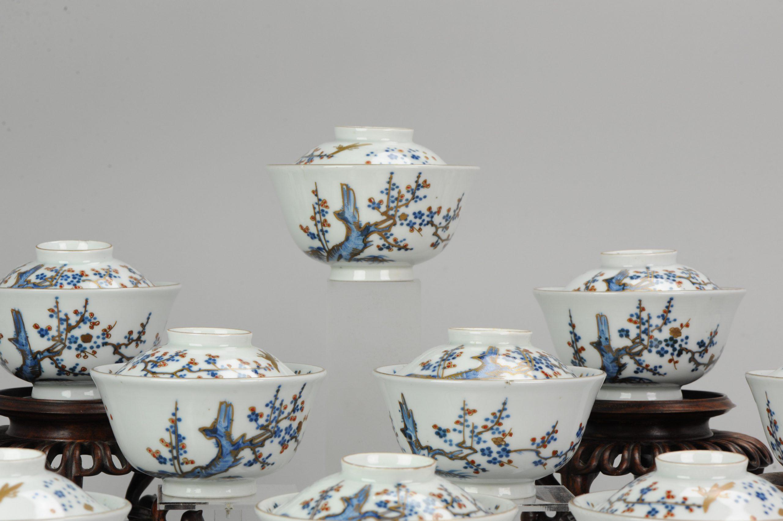  Antique Japanese CHaiwan Meiji/Taisho Period Set Of Tea Bowls Porcelain For Sale 5