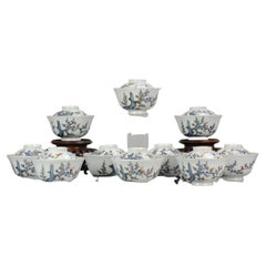  Antique Japanese CHaiwan Meiji/Taisho Period Set Of Tea Bowls Porcelain