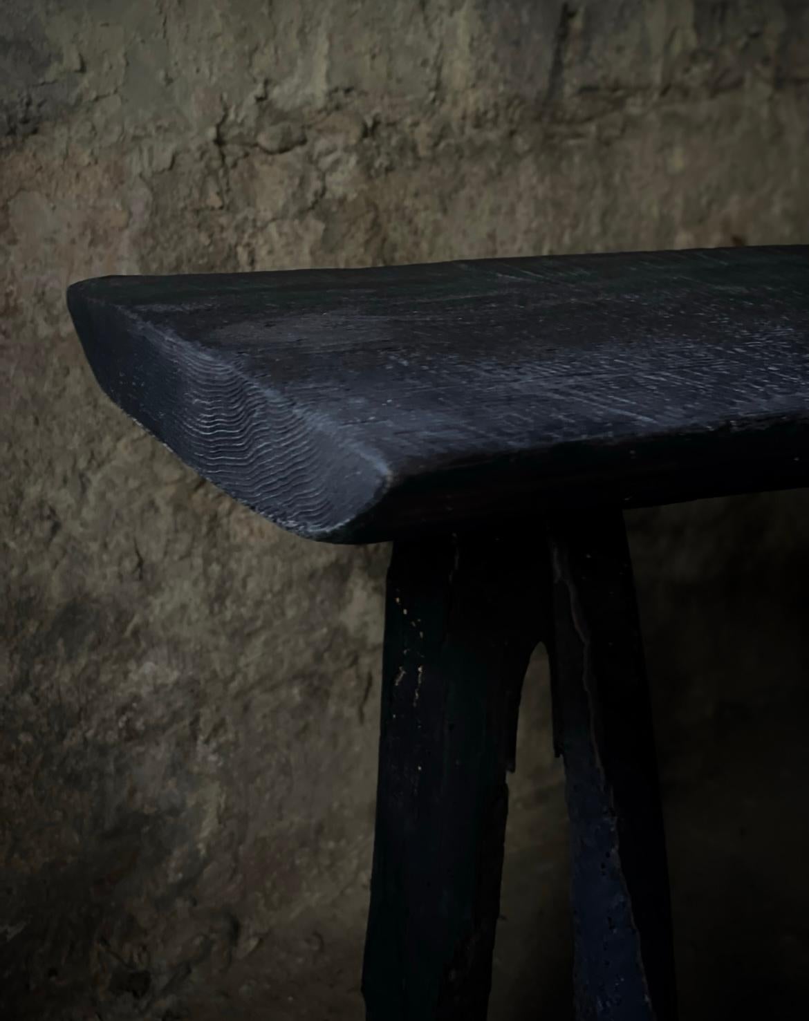 20th Century Antique Japanese Charred Narrow Side Table  For Sale