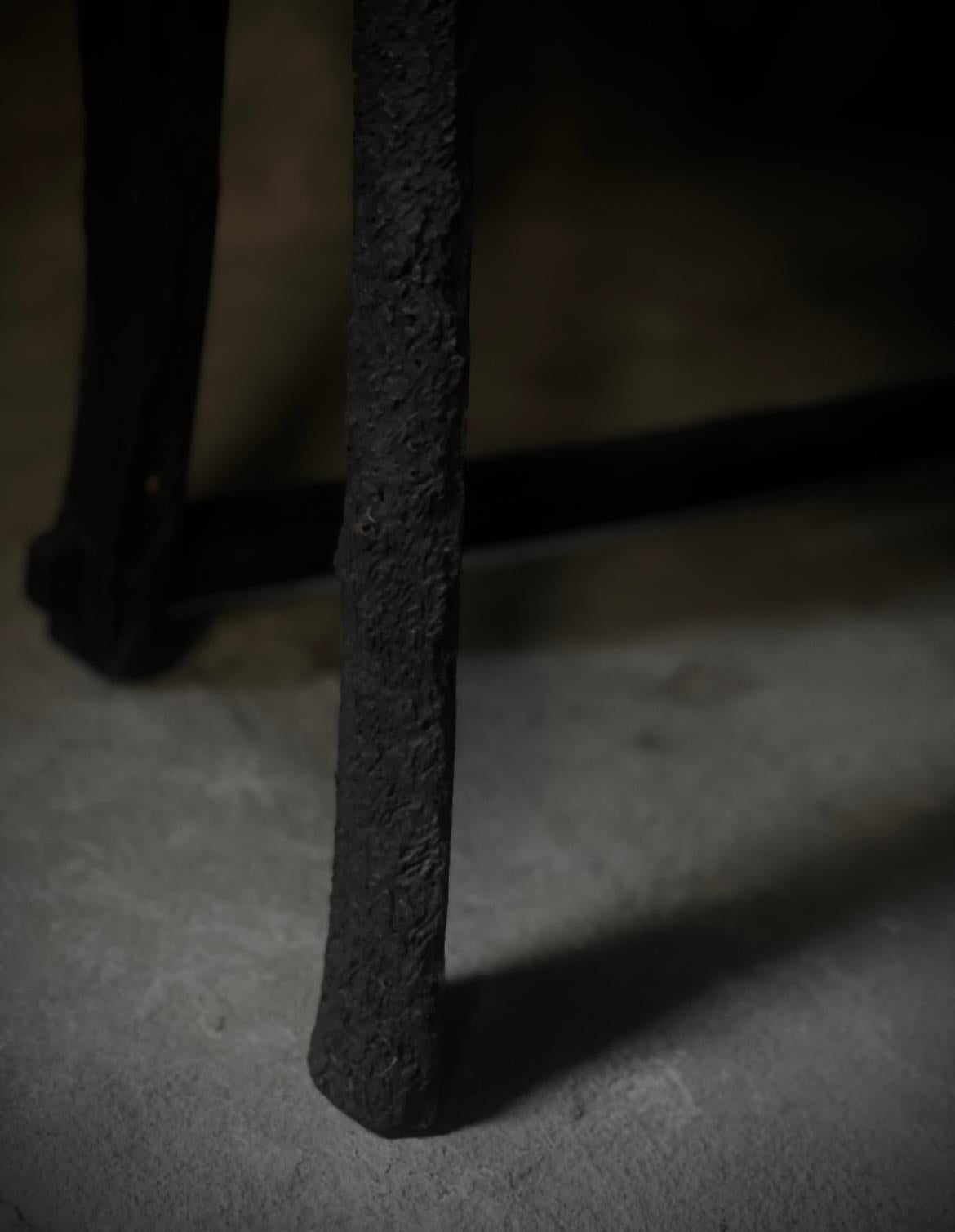 Wood Antique Japanese Charred Narrow Side Table  For Sale