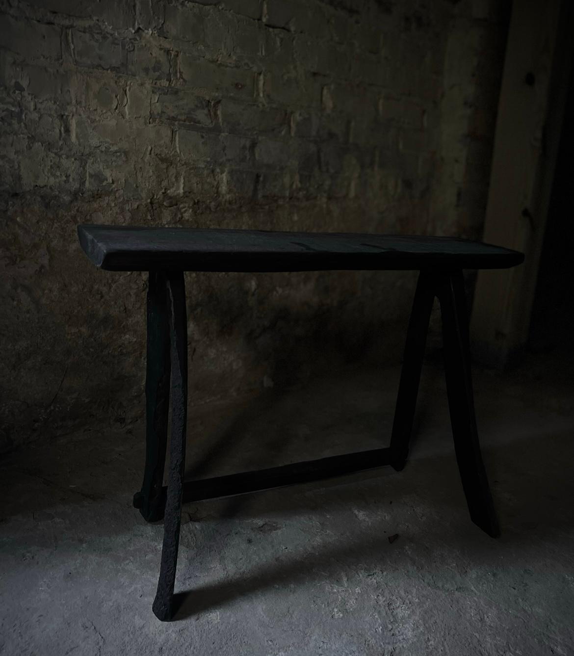 Antique Japanese Charred Narrow Side Table  For Sale 3