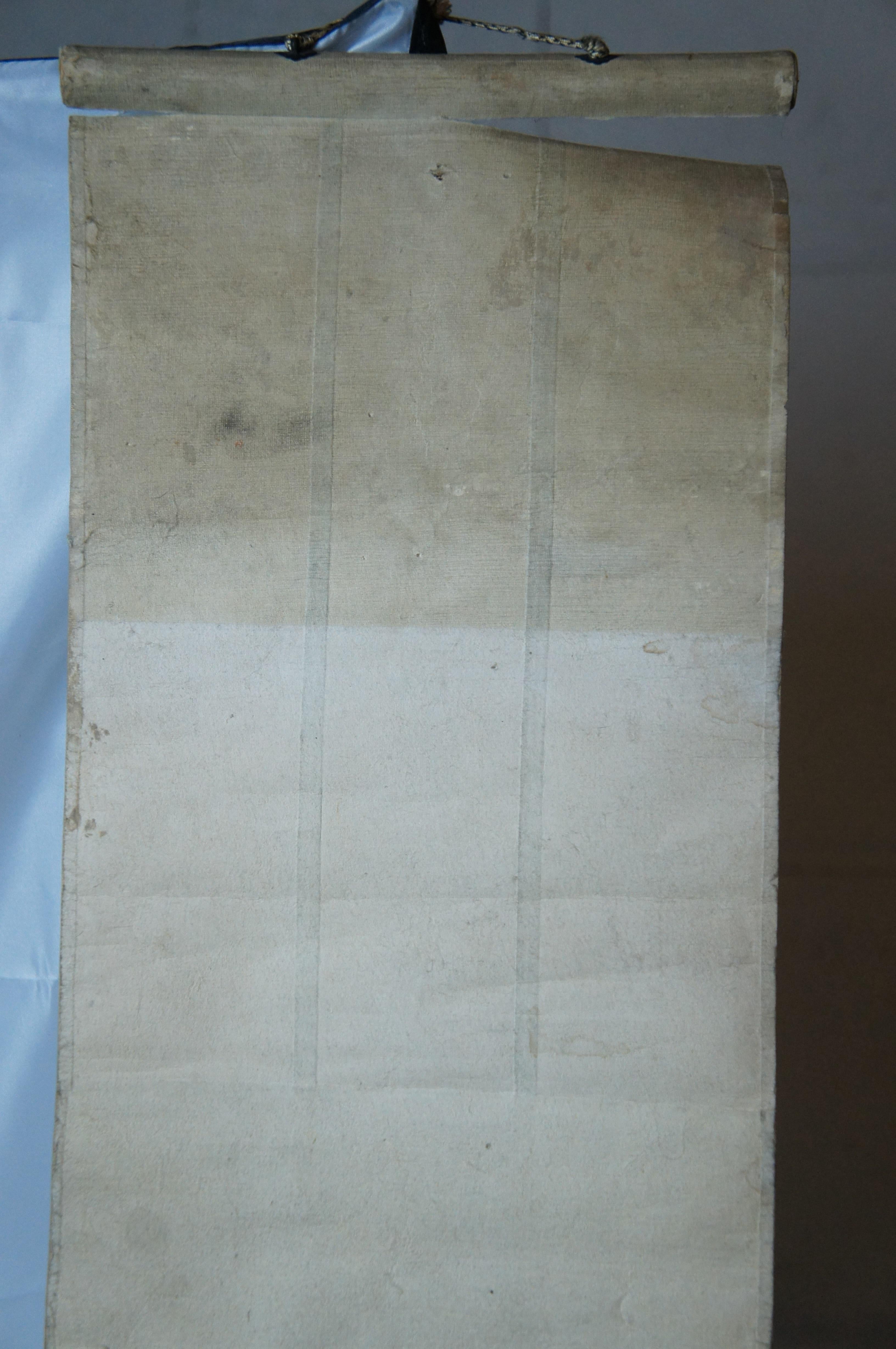 Antique Japanese Cherry Blossom Watercolor Silk Scroll Painting 68
