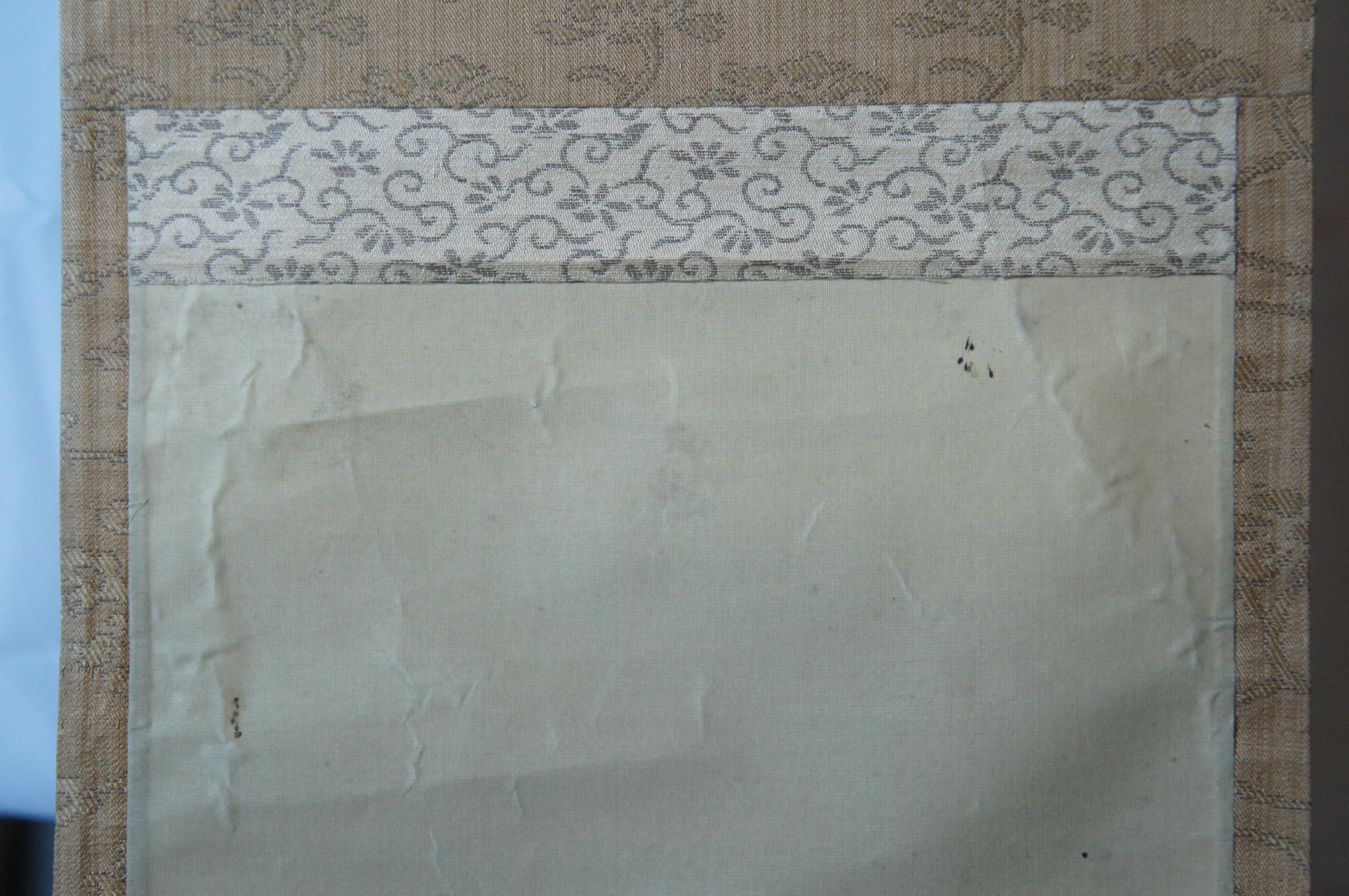 Japonisme Antique Japanese Cherry Blossom Watercolor Silk Scroll Painting 68