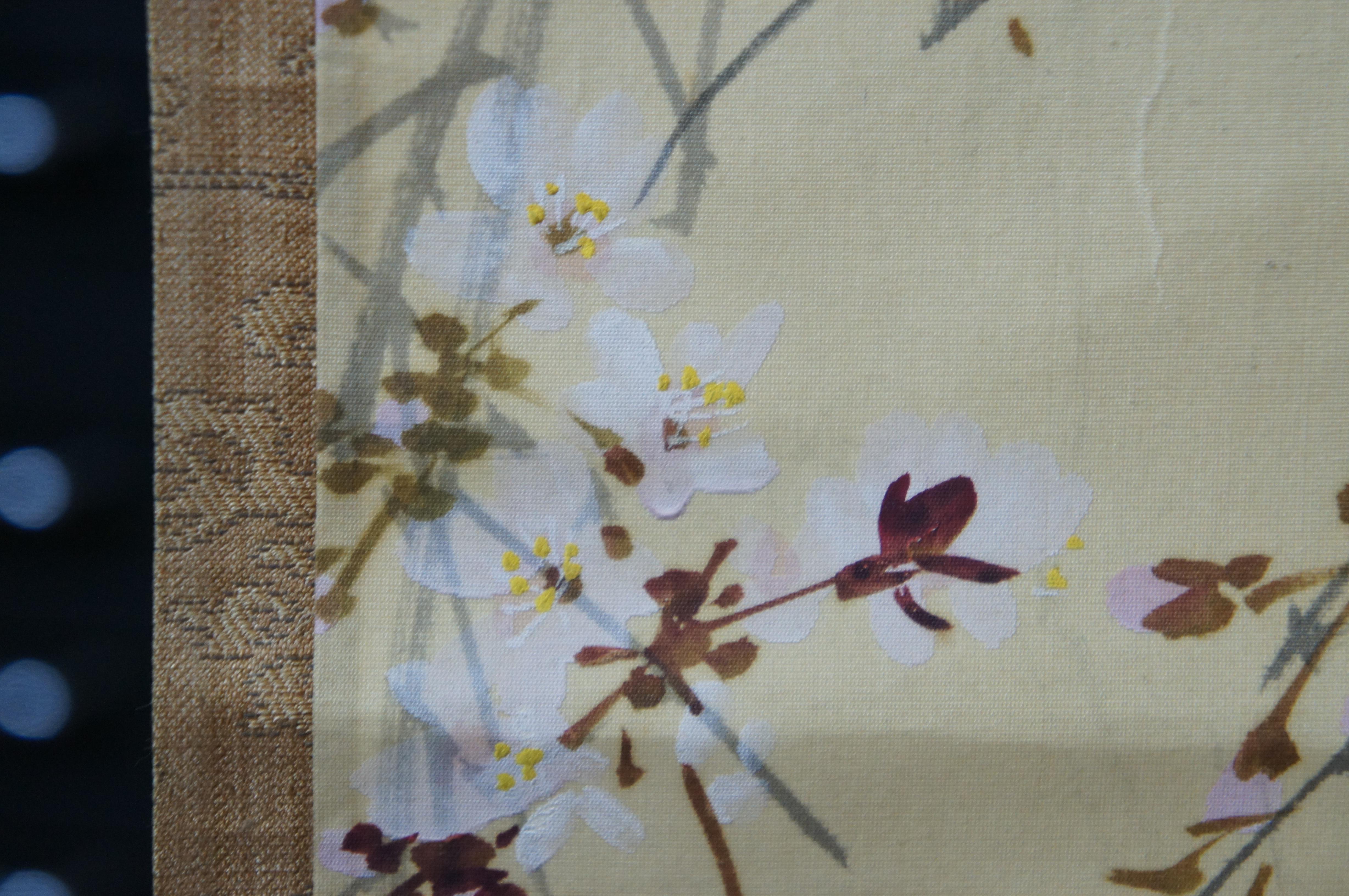 Antique Japanese Cherry Blossom Watercolor Silk Scroll Painting 68