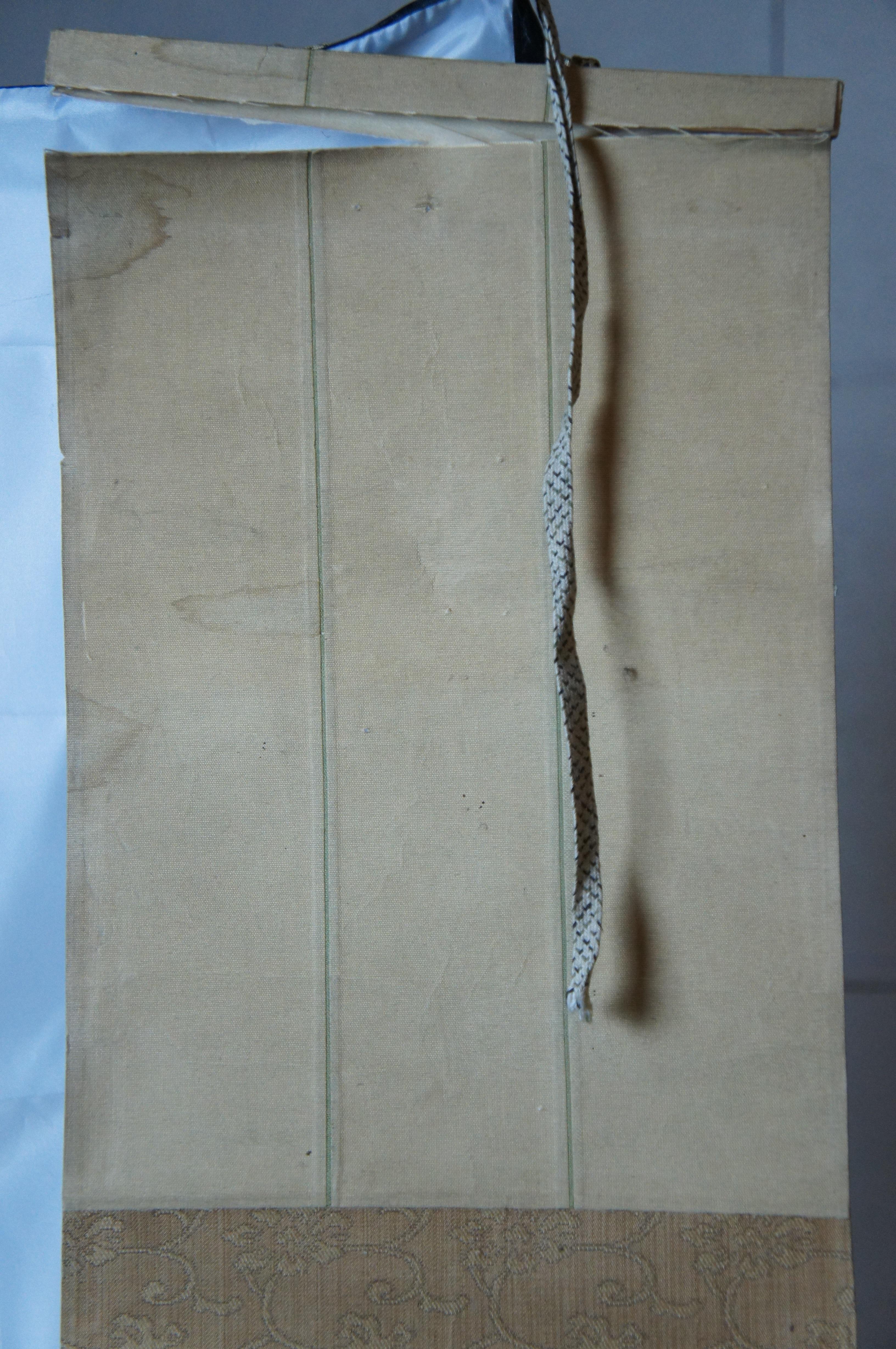 Antique Japanese Cherry Blossom Watercolor Silk Scroll Painting 68