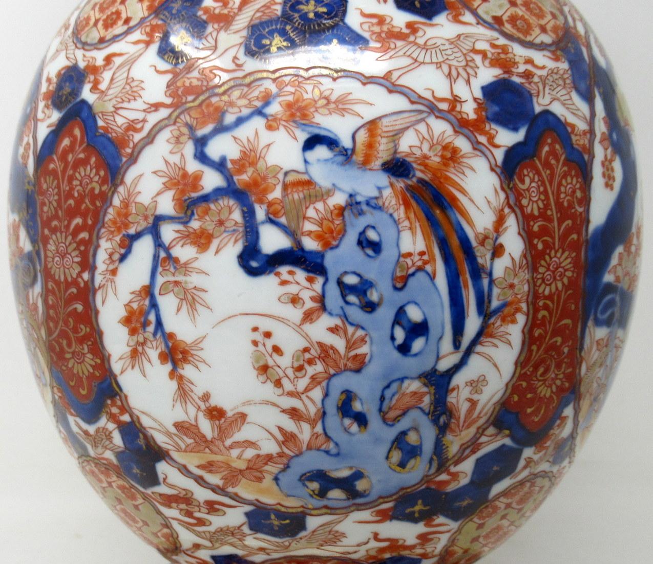 Antique Japanese Chinese Imari Porcelain Ormolu Table Vase Lamp Blue Red Gilt 1