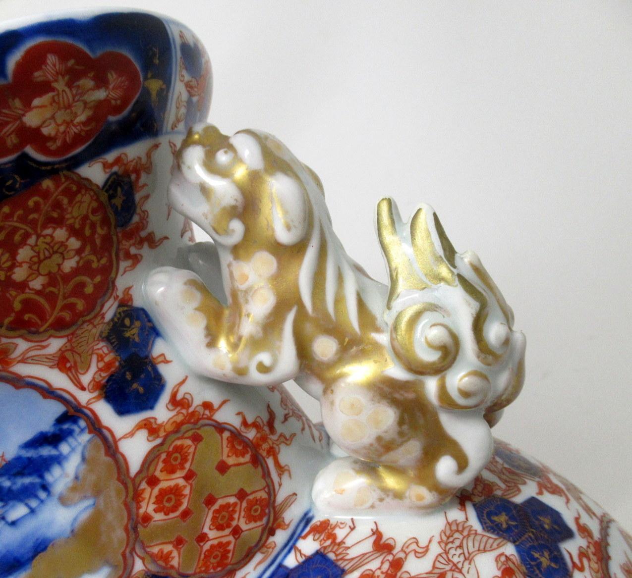 Antique Japanese Chinese Imari Porcelain Ormolu Table Vase Lamp Blue Red Gilt 4