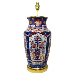 Antique Japanese Chinese Imari Porcelain Ormolu Table Vase Lamp Blue Red Gilt