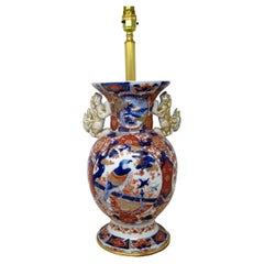 Antique Japanese Chinese Imari Porcelain Ormolu Table Vase Lamp Blue Red Gilt