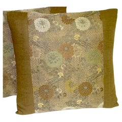 Antique Japanese Chrysanthemum Design Pillow
