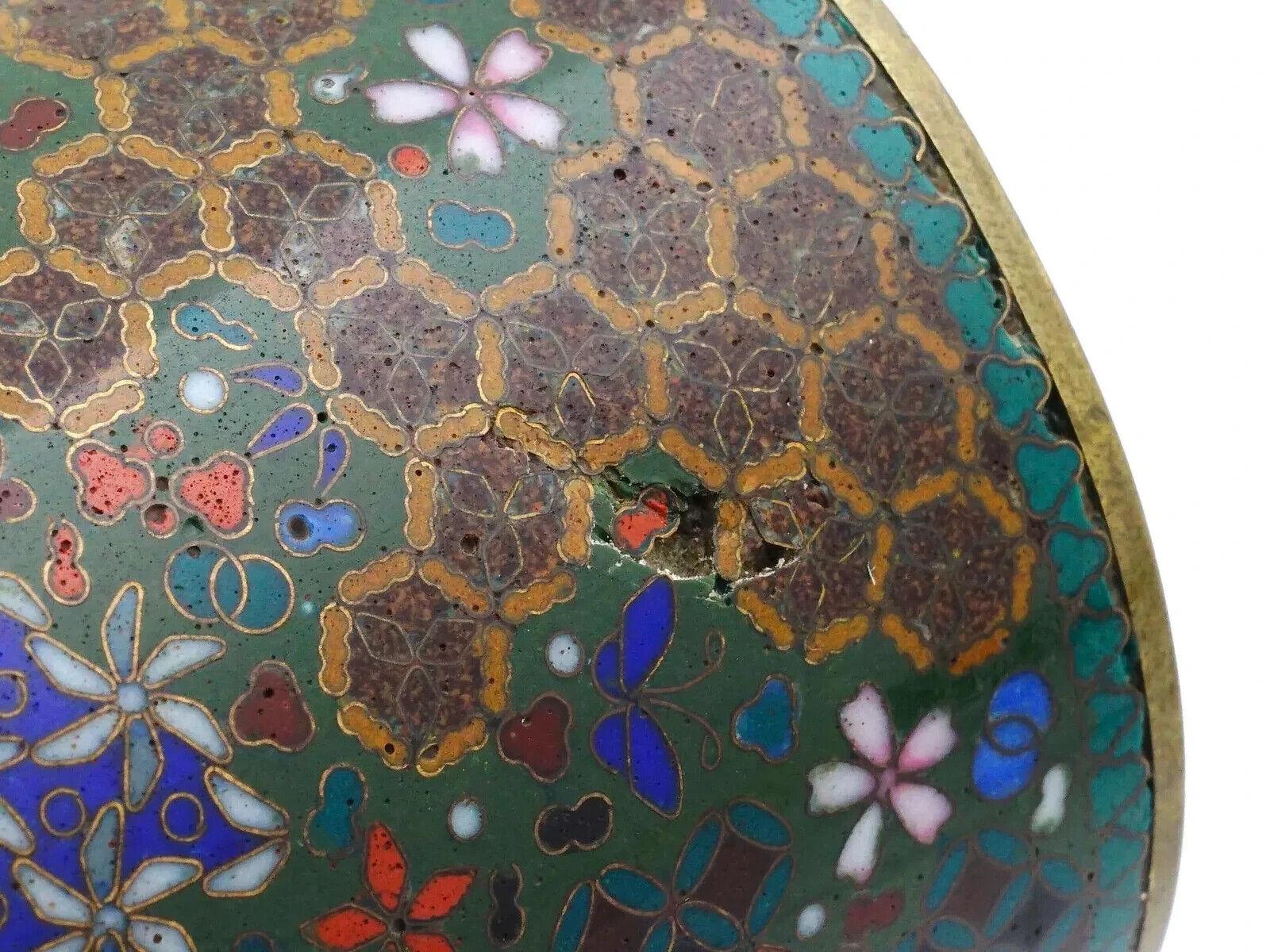 Antico pennello giapponese in smalto cloisonne con motivi geometrici, pennello vaso GOTO in vendita 2