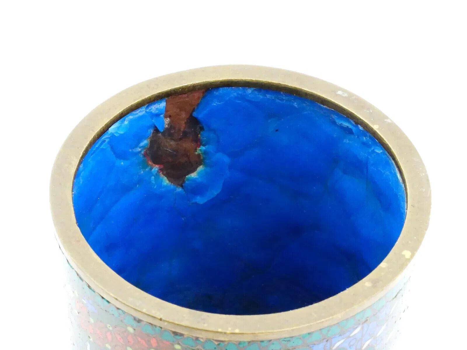 Antico pennello giapponese in smalto cloisonne con motivi geometrici, pennello vaso GOTO in vendita 3