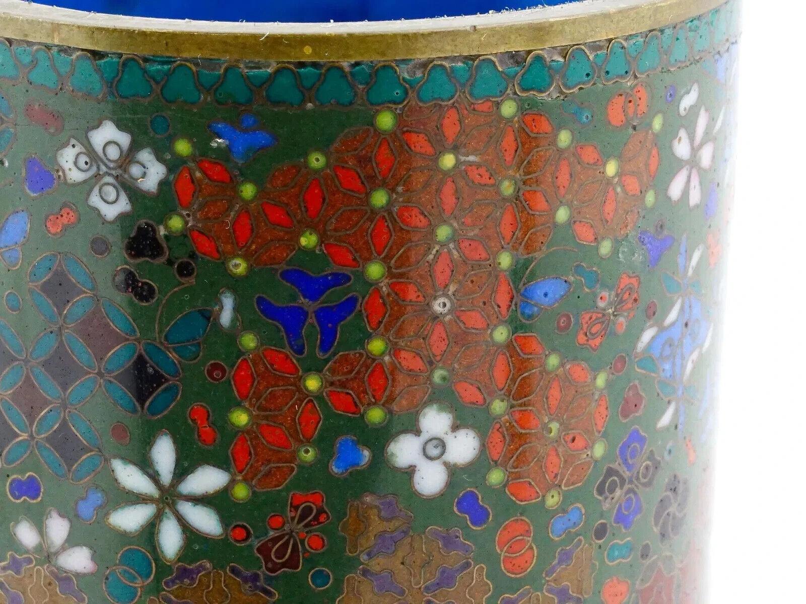 Antico pennello giapponese in smalto cloisonne con motivi geometrici, pennello vaso GOTO in vendita 1