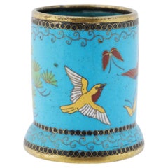 Antique Japanese cloisonné enamel brush pot