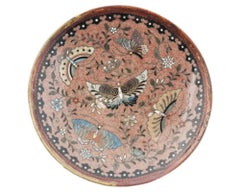 Antique Japanese Cloisonne Enamel Butterfly Plate