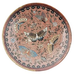 Antique Japanese Cloisonne Enamel Butterfly Plate