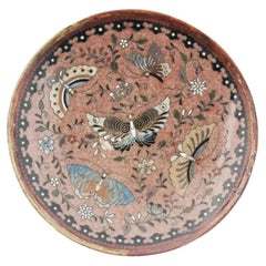 Antique Japanese Cloisonne Enamel Butterfly Plate