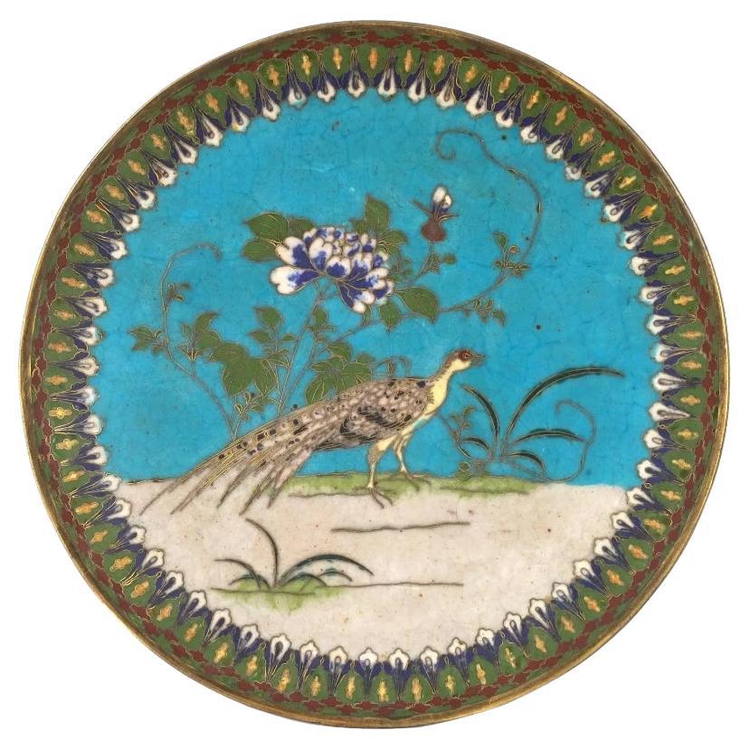 Antique Japanese Cloisonne Enamel Charger Plate