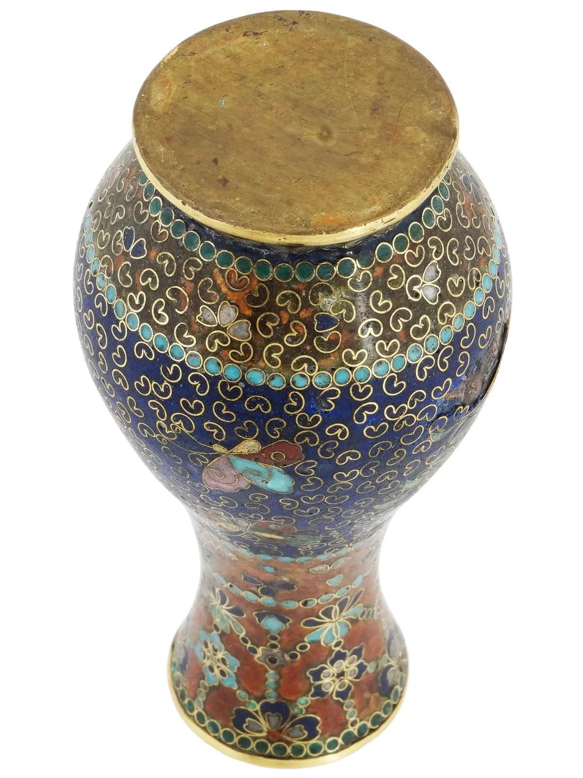 19th Century Antique Japanese Cloisonne Enamel Early Meiji Namikawa School Vase For Sale