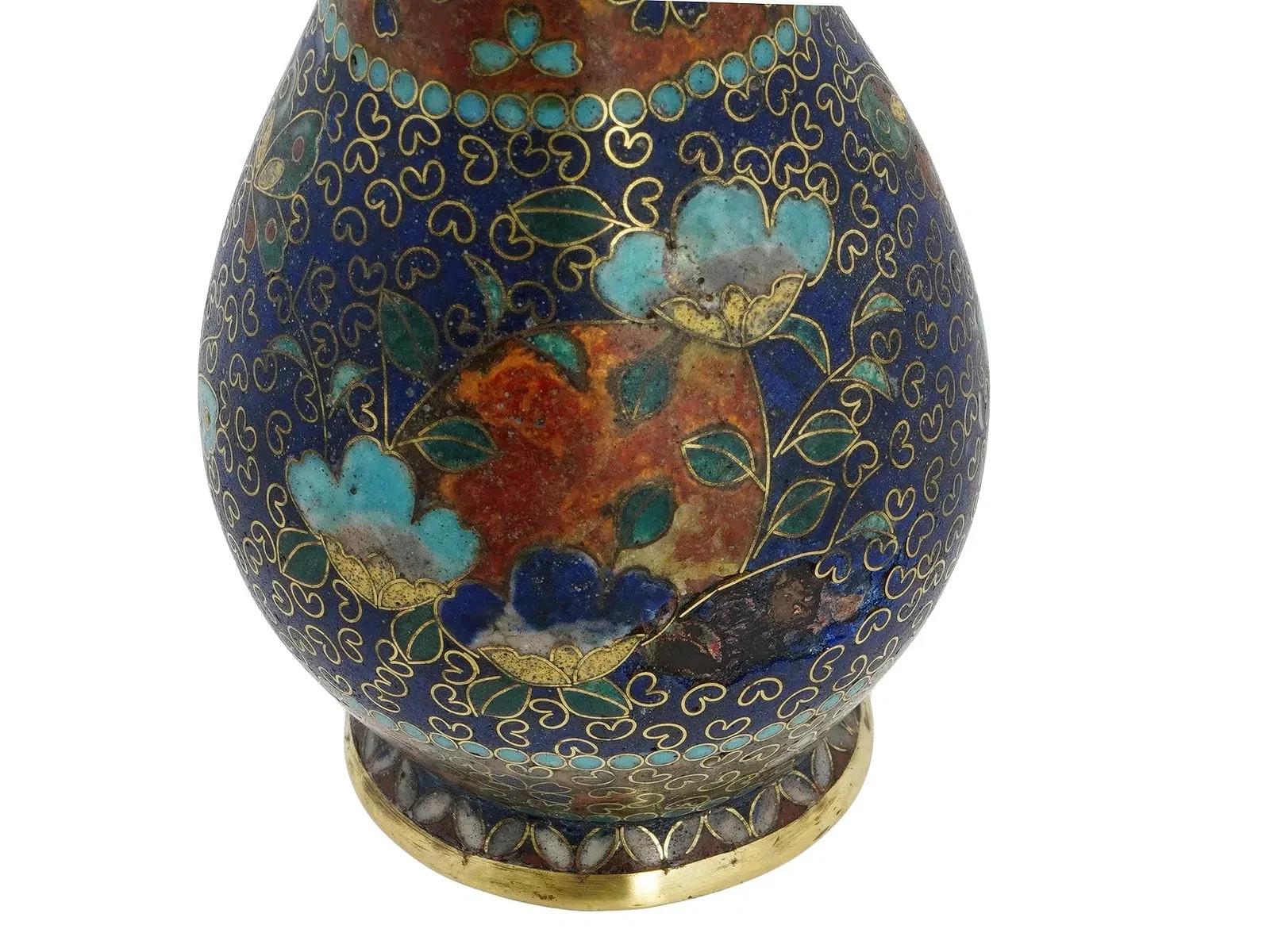 Antique Japanese Cloisonne Enamel Early Meiji Namikawa School Vase For Sale 1