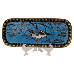 Antique Japanese Cloisonné Enamel Footed Tray