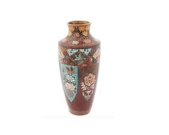 Antique Japanese Cloisonne Enamel Gold Stone Vase