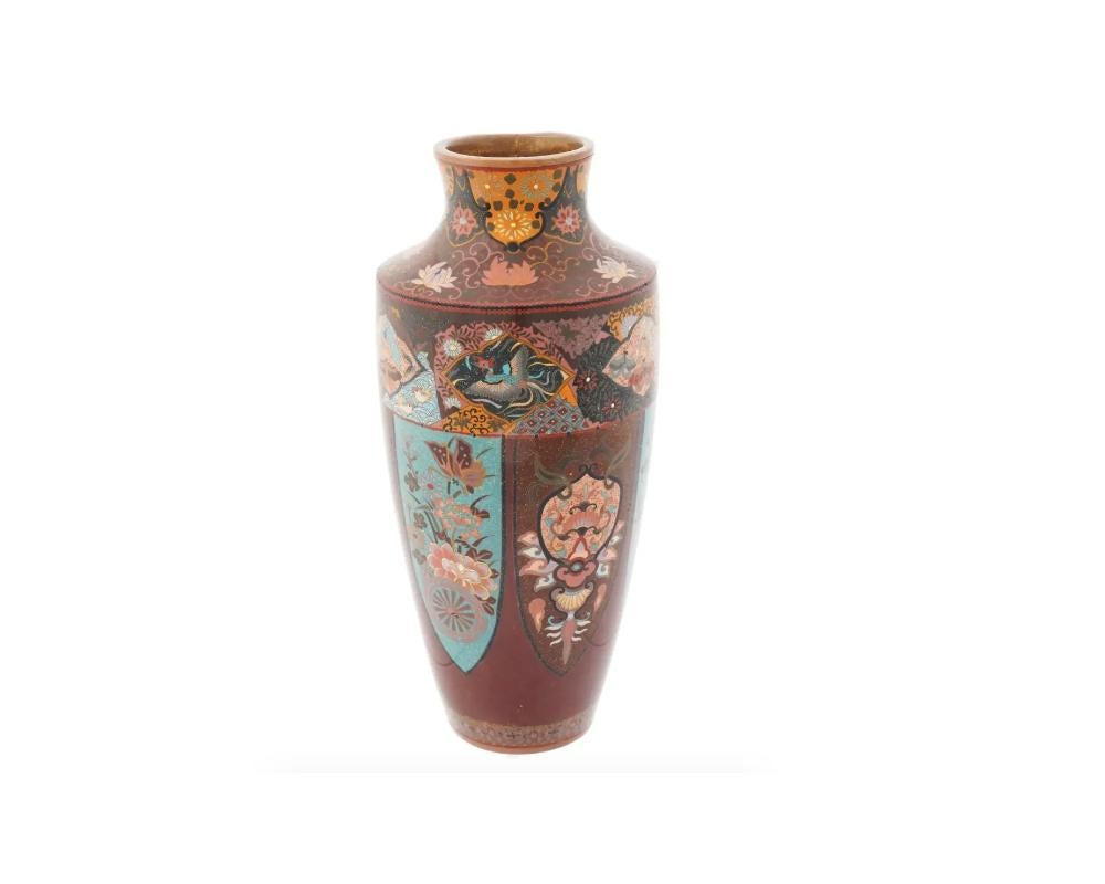 Antique Japanese Cloisonne Enamel Gold Stone Vase In Good Condition For Sale In New York, NY