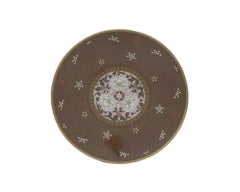 Antique Japanese Cloisonne Enamel Goldstone Pink Geometric Patterns Charger Plat